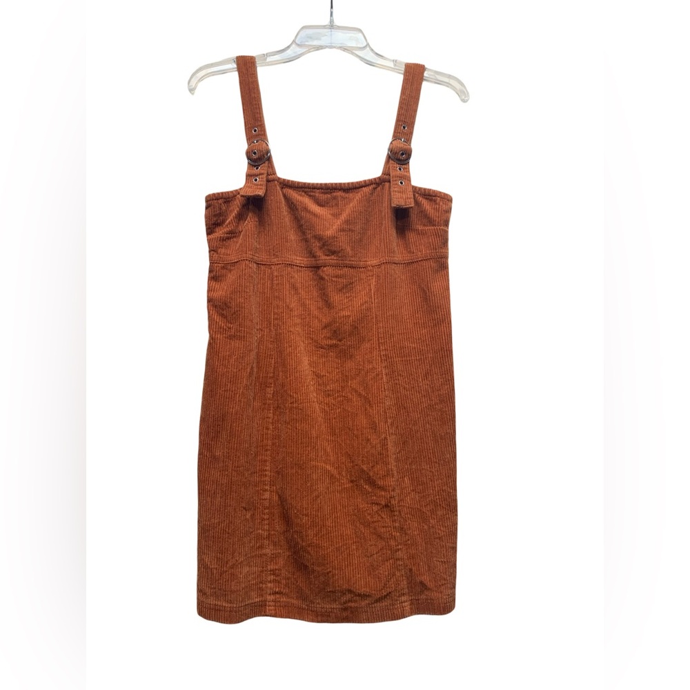 Forever 21 Rust-Orange Corduroy Pinafore Mini Dress